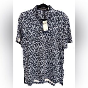 RLX Ralph Lauren Polo Shirt Floral Classic Fit Golf Performance Blue $98 Mens S